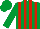 Emerald green & red stripes