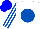 White,royal blue ball, royal blue stripes on white sleeves, blue cap