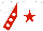 White, red star, white circles on red sleeves