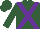 Hunter green, purple cross belts