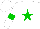 White, green star, green hoop on white sleeves, white cap