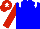 Blue body, white epaulettes, red arms, red cap, white star