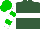 Hunter green, white hoop, white sleeves, green hoops, green and white halved cap