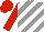 Grey and white diagonal stripes, red sleeves, red cap