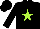 Black,  lime green star front and back,  black cap