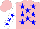 Pink, blue stars, white sleeves with blue stars