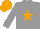 Grey body, orange star, grey arms, orange cap