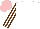 White, brown stripes on sleeves, pink cap