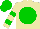 Beige, green disc, green hoops on sleeves, green cap