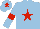 Light blue, red star, armlets and star on cap