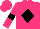 Hot pink, black diamond, black band on sleeves, hot pink cap