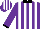 Purple, black and white stripes, black collar and cuffs, purple and white striped cap
