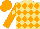 Khaki and orange diamonds, khaki diamond on orange sleeves,  orange cap