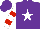 Purple, white star, white and red hooped sleeves