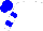 White, blue crown, blue bars on white sleeves, blue cap