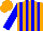 Orange, blue striped, blue sleeves