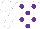 White, purple dots, white cap
