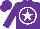 Purple, white star, white circle
