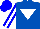 Royal blue, white inverted triangle, white stripe on blue sleeves, blue cap