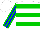 White, blue and green hoops, blue and green stripes on sleeves