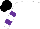 white, purple hooped sleeves, black cap