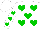 white, green hearts, green hearts on white sleeves