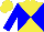 Yellow and blue diagonal quarters, blue sleeves, yellow cap
