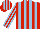 Red, light blue stripes, red sleeves, light blue stripes red cap, light blue stripes