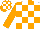 White and orange  blocks, orange sleeves, orange and white blocks on cap