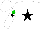 White, black star, green diamond on sleeves, black star on white cap
