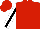 red, black stripe on white sleeves