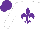 White, purple fleur de lys,  purple cap