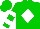 Green, white diamond, white hoops on sleeves, green cap