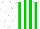White, green, green stripes, white cap