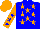 Blue, orange stars, blue stars on orange sleeves, orange cap