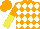 Orange, white diamonds, orange and yellow halved sleeves