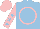 Light blue, pink circle,  pink sleeves, light blue stars, pink cap