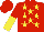 Red, yellow stars, halved sleeves, red cap