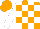 Orange, white blocks, orange sleeve, white sleeve