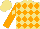 Khaki and orange diamonds, khaki diamond on orange sleeves