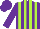 Purple, lime green stripes