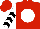Red,  white ball, white and black chevrons on sleeves, red cap