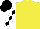 Yellow, black diamonds on white sleeves, black cap