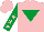 Pink, emerald green inverted triangle, emerald green sleeves, pink stars