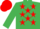 EMERALD GREEN, red stars, emerald green sleeves, red cap
