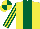Yellow, Dark Green stripe, striped sleeves, quartered cap