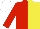 Red and Yellow (halved), White cap