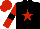 Black, Red star, Red sleeves, Black armlets, Red cap