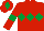 Red, Emerald Green triple diamond, armlets and diamond on cap
