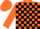 Orange, black blocks, orange cap